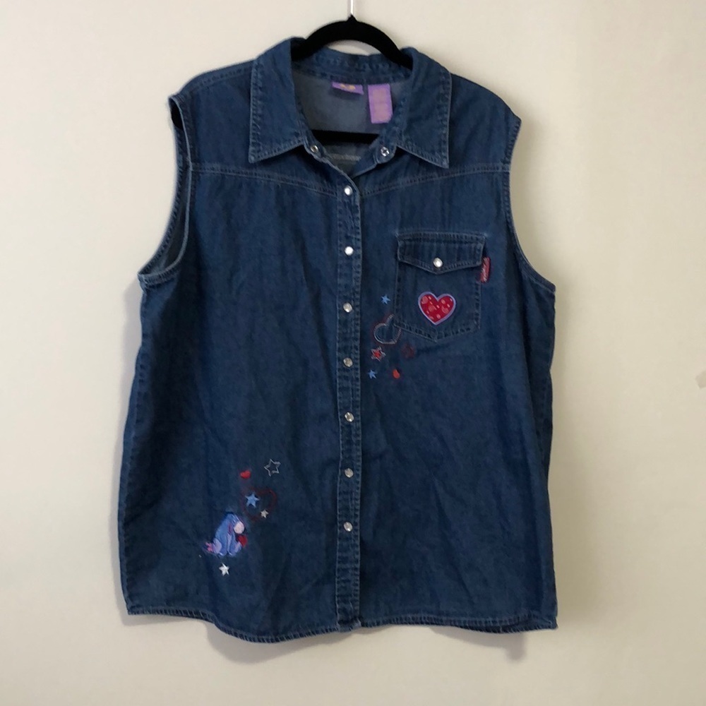 Disney Eeyore Jean Vest women’s 18W / 20W Red white blue